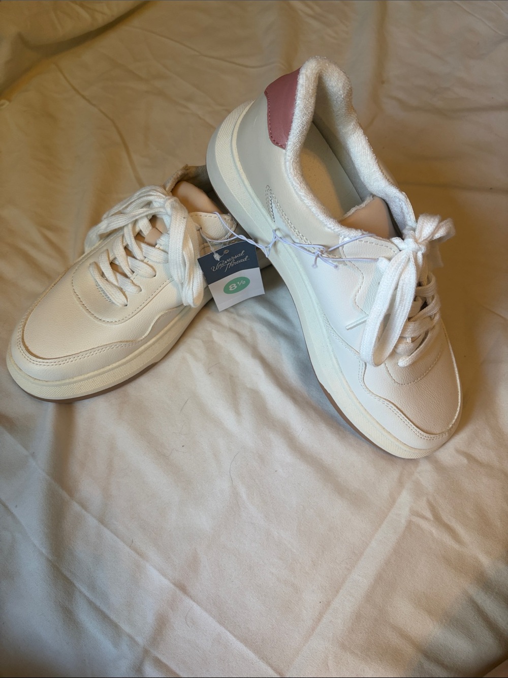 Universal Thread White Sneakers with Pink Heel Tab